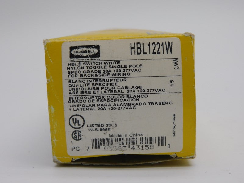HUBBEL HBL1221W 120-277VAC 20A NSMP