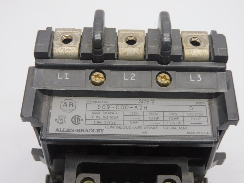 ALLEN BRADLEY 509-COD-A2H SER. B 600VAC 45A (AS IS) UNMP