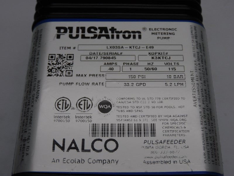 PULSAFEEDER LX03SA-KTCJ-E49 115V .40A 150PSI NSNP