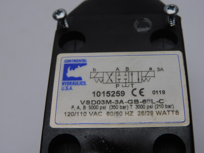 CONTINENTAL HYDRUALICS VSD03M-3A-GB-60L-C 110/120VAC 5000PSI (AS IS) NSNP