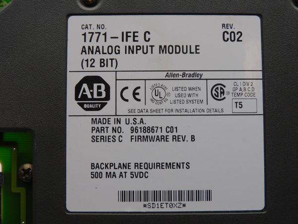 ALLEN BRADLEY 1771-IFE SER. C F/W B REV. C02 5VDC (NO TERMINAL) UNMP