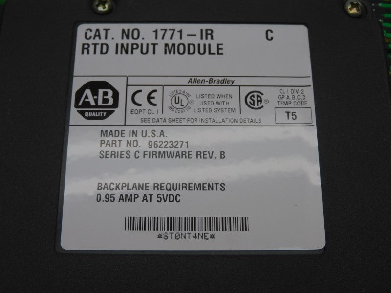ALLEN BRADLEY 1771-IR SER. C F/W B 5VDC 0.95A (NO TERMINAL) UNMP