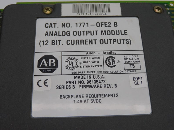 ALLEN BRADLEY 1771-OFE2 SER. B F/W B 5VDC 1.4A (NO TERMINAL) UNMP