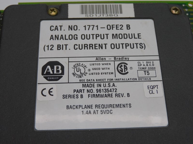 ALLEN BRADLEY 1771-OFE2 SER. B F/W B 5VDC 1.4A (NO TERMINAL) UNMP