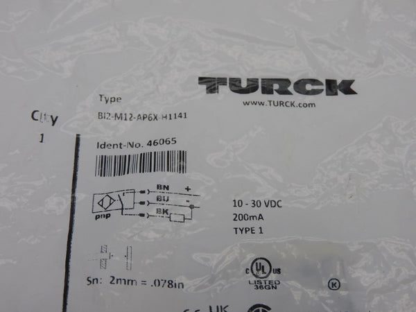TURCK BI2-M12-AP6X-H1141 46065 10-30VDC NSMP
