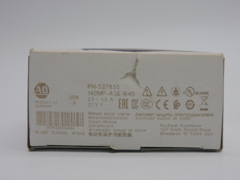 ALLEN BRADLEY 140MP-A-3E-B40 SER. A 690V 2.5-4.0A (WH) NSMP