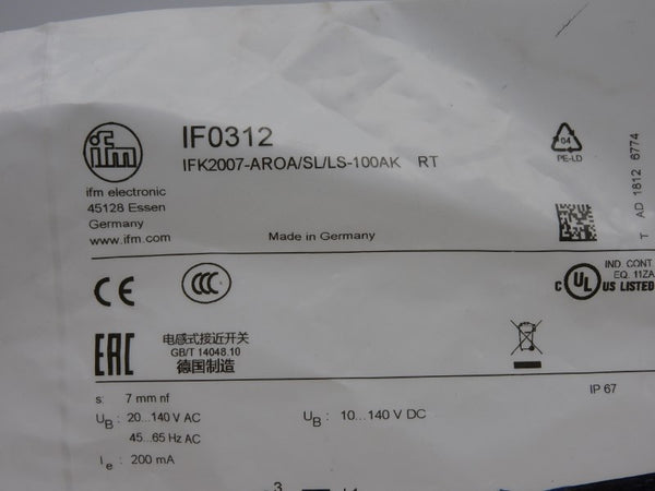 IFM EFECTOR IFK2007-AROA/SL/LS-100AKRT IF0312 20-140VAC NSMP