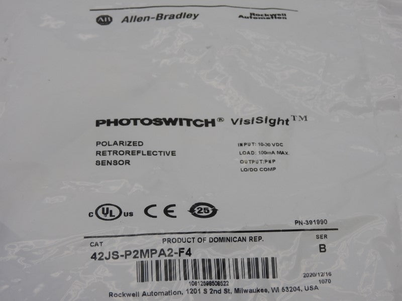 ALLEN BRADLEY 42JS-P2MPA2-F4 SER. B 10-30VDC NSMP