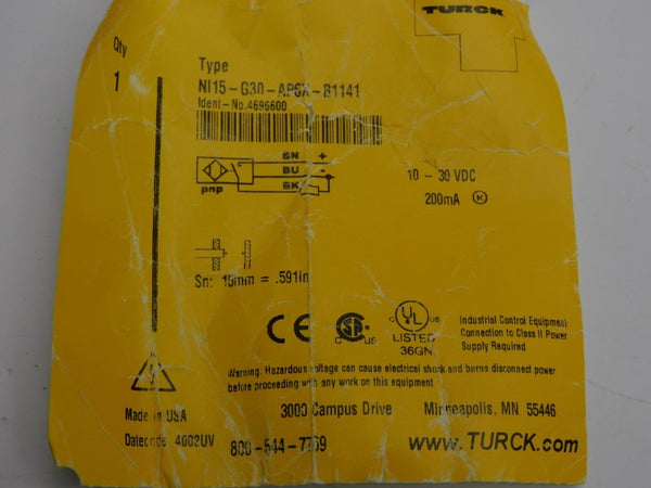 TURCK NI15-G30-AP6X-B1141 4696600 10-30VDC NSNP