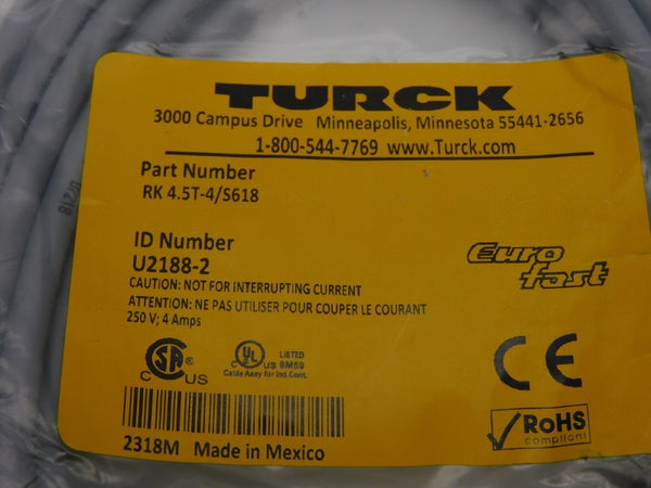 TURCK RK4.5T-4/S618 U2188-2 250V 4A NSMP
