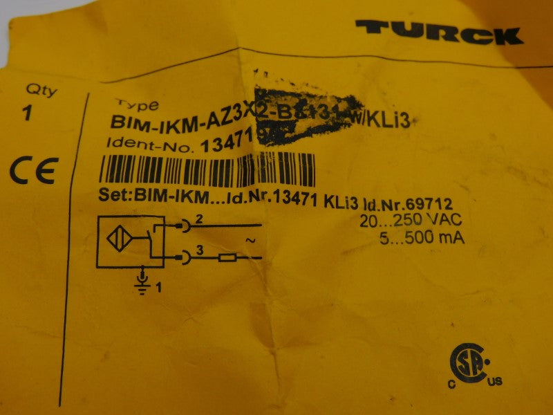 TURCK BIM-IKM-AZ3X2-B3131 W/ KLI3 1347190 20-250VAC NSNP