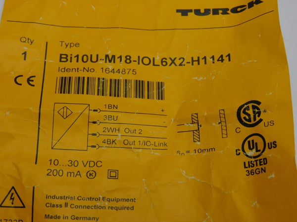 TURCK BI10U-M18-IOL6X2-H1141 1644875 10-30VDC NSNP