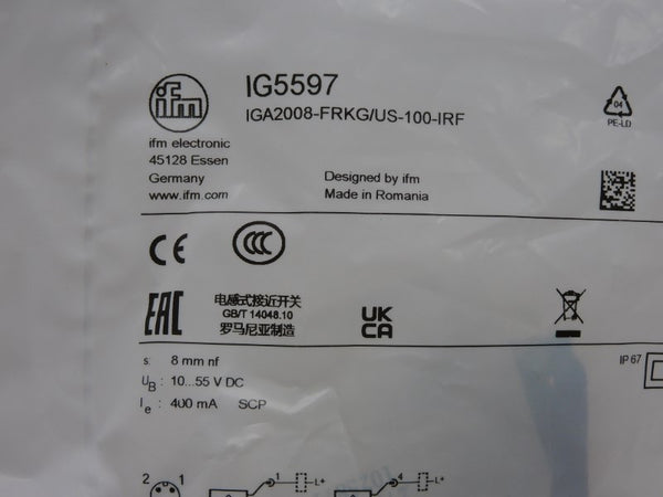 IFM EFECTOR IGA2008-FRKG/US-100-IRF IG5597 10-55VDC NSMP