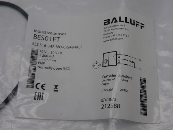 BALLUFF BES516-347-MO-C-S49-00.2 BES01FT 10-30VDC NSMP