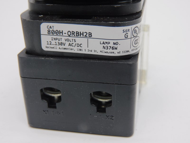 ALLEN BRADLEY 800H-QRBH2B SER. G 12-130VAC/DC (WH) (AS IS) NSMP
