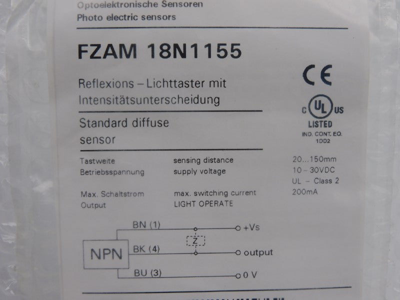 BAUMER ELECTRIC FZAM18N1155 10-30VDC NSMP