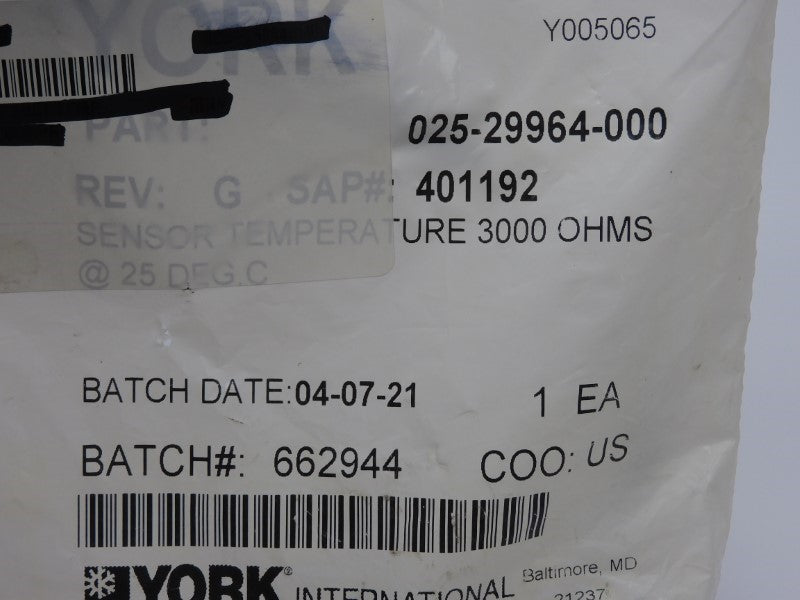 YORK 025-29964-000 REV. G NSMP