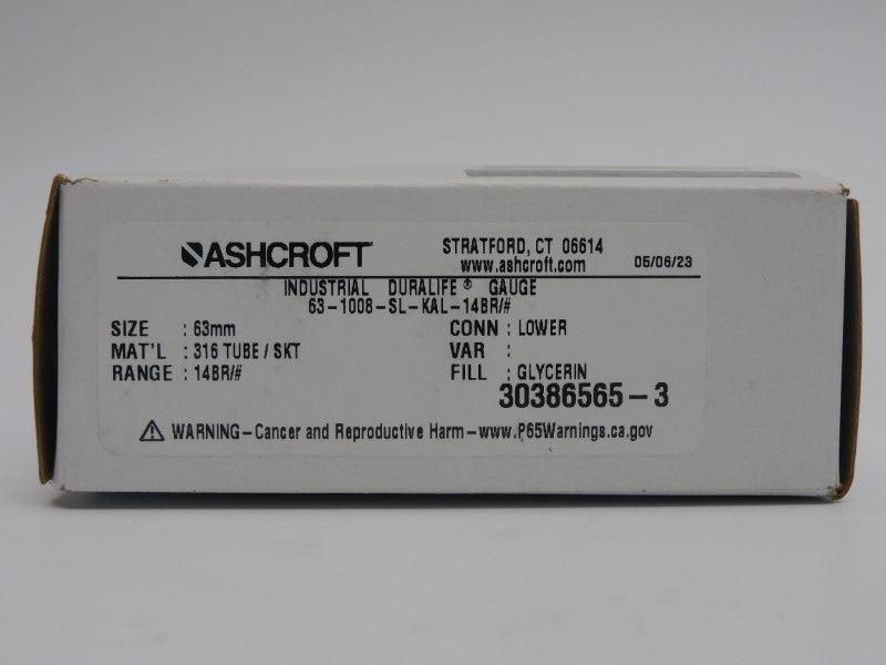 ASHCROFT 63-1008-SL-KAL-14BR# 200PSI NSMP