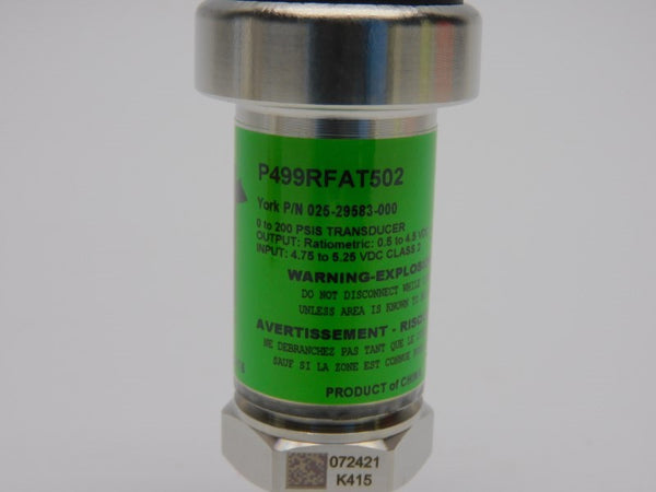 JOHNSON CONTROLS P499RFAT502 025-29583-000 4.75-5.25VDC 0-200PSI NSMP