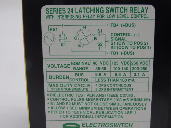 ELECTRO SWITCH 24LSR 9203DC 125VDC 20A NSNP