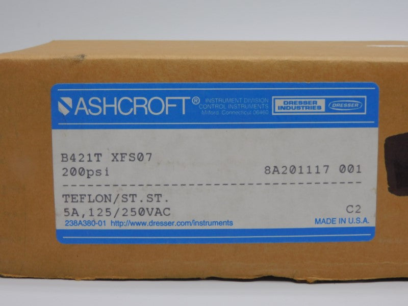 ASHCROFT B421TXFS07 125/250VAC 5A 200PSI NSMP