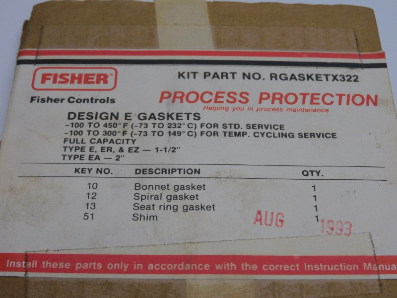 FISHER RGASKETX322 NSMP