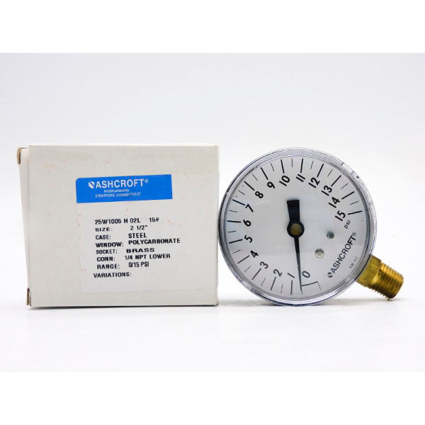 ASHCROFT 25W1005H02L15# 15PSI 2-1/2" NSMP