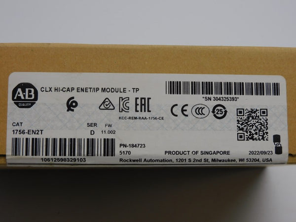 ALLEN BRADLEY 1756-EN2T SER. D F/W 11.002 DATE: 2022 NSFS
