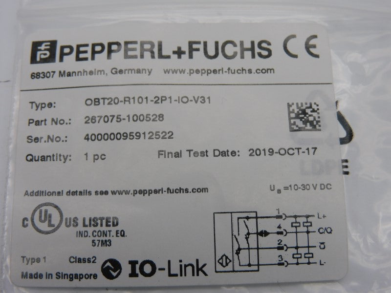 PEPPERL+FUCHS OBT20-R101-2P1-IO-V31 267075-100528 10-30VDC NSMP