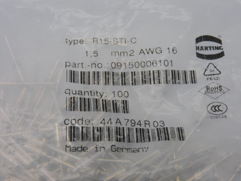 HARTING 09150006101 R15-STI-C (PKG OF 100) NSMP