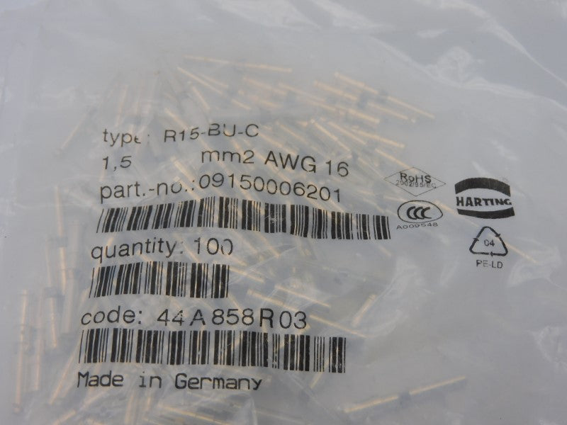 HARTING 09150006201 R15-BU-C (PKG OF 100) NSMP