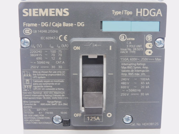 SIEMENS HDX3B125 480V 125A NSMP