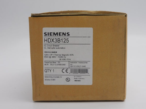 SIEMENS HDX3B125 480V 125A NSMP