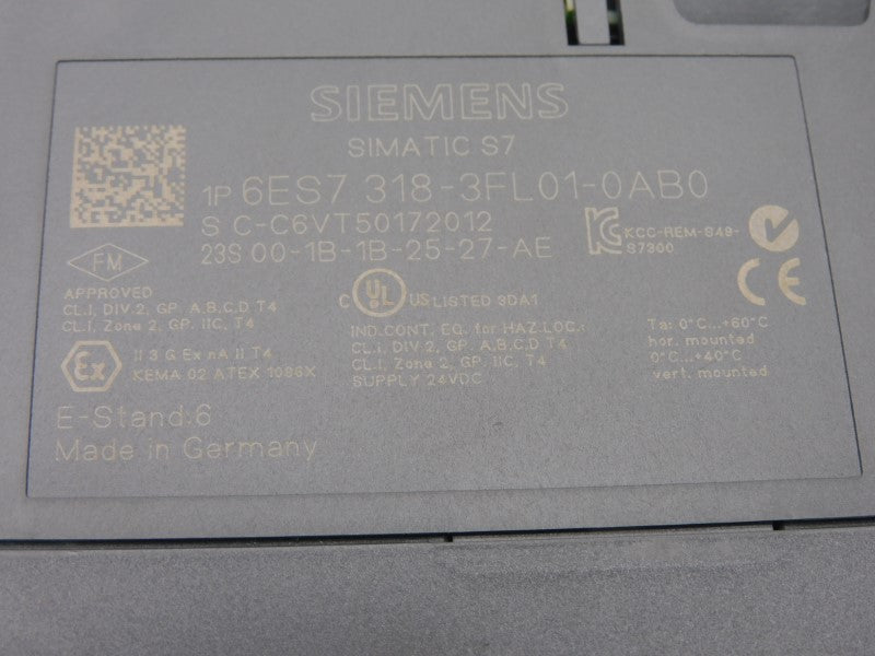 SIEMENS 6ES7318-3FL01-0AB0 24 F/W V3.2.6 24VDC NSMP