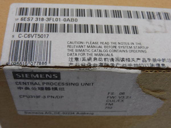 SIEMENS 6ES7318-3FL01-0AB0 24 F/W V3.2.6 24VDC NSMP