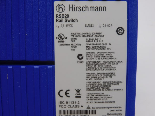 HIRSCHMANN RSB20-0800T1T1SAABHH05.3.02 9.6-32VDC 0.6-0.2A (SOITEC1-FL2) NSMP