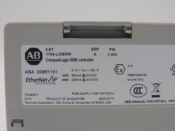 ALLEN BRADLEY 1769-L38ERM SER. A F/W 1.003 24.0VDC NSMP