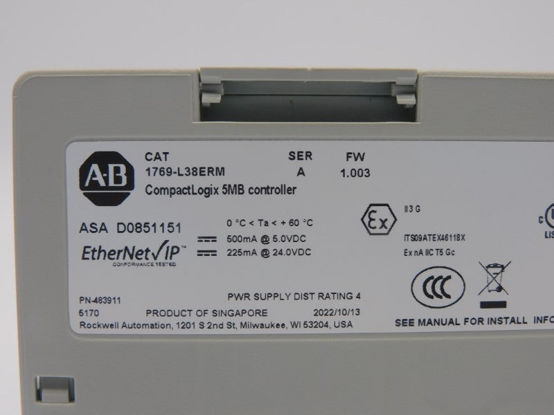 ALLEN BRADLEY 1769-L38ERM SER. A F/W 1.003 24.0VDC NSMP