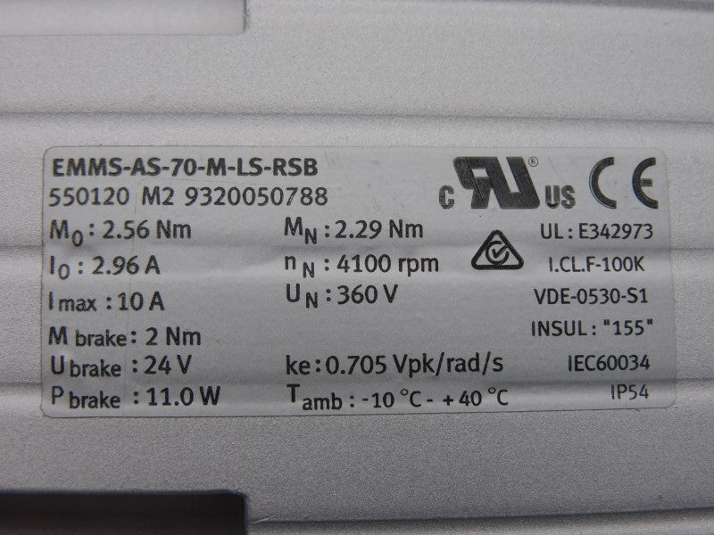 FESTO EMMS-AS-70-M-LS-RSB 550120 360V 10A NSMP