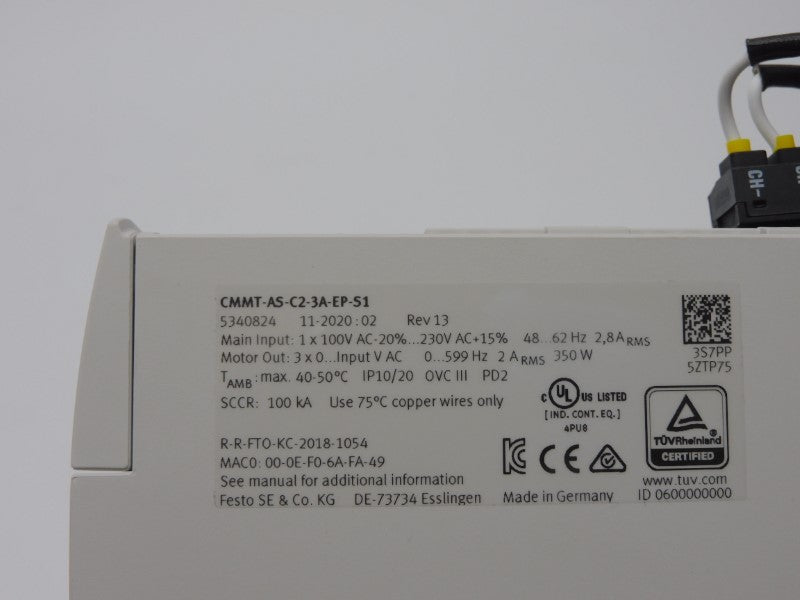 FESTO CMMT-AS-C2-3A-EP-S1 5340824 REV. 13 230VAC 2.8A NSMP