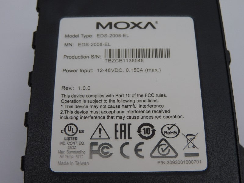 MOXA EDS-2008-EL 12-48VDC 0.150A REV. 1.0.0 NSNP