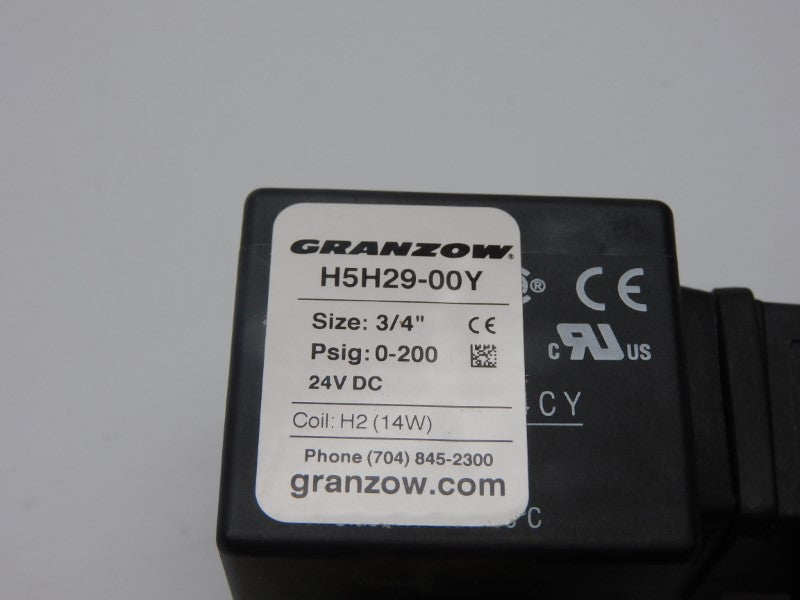 GRANZOW H5H29-00Y 24VDC 0-200PSI 3/4" NSMP