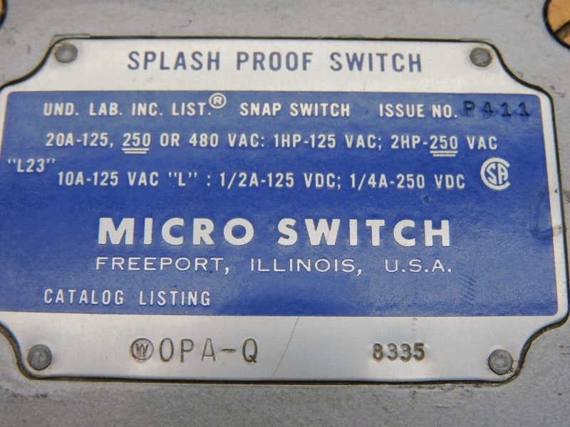 MICRO SWITCH OPA-Q 480VAC 20A (GREY) UNMP