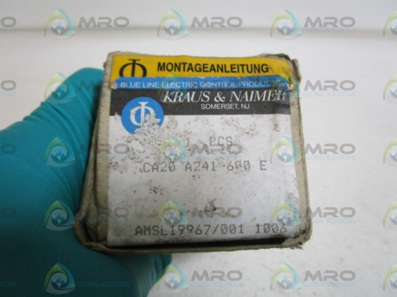 KRAUS & NAIMER ROTARY SWITCH CA20 A241-600 E (AS PICTURED) NSMP