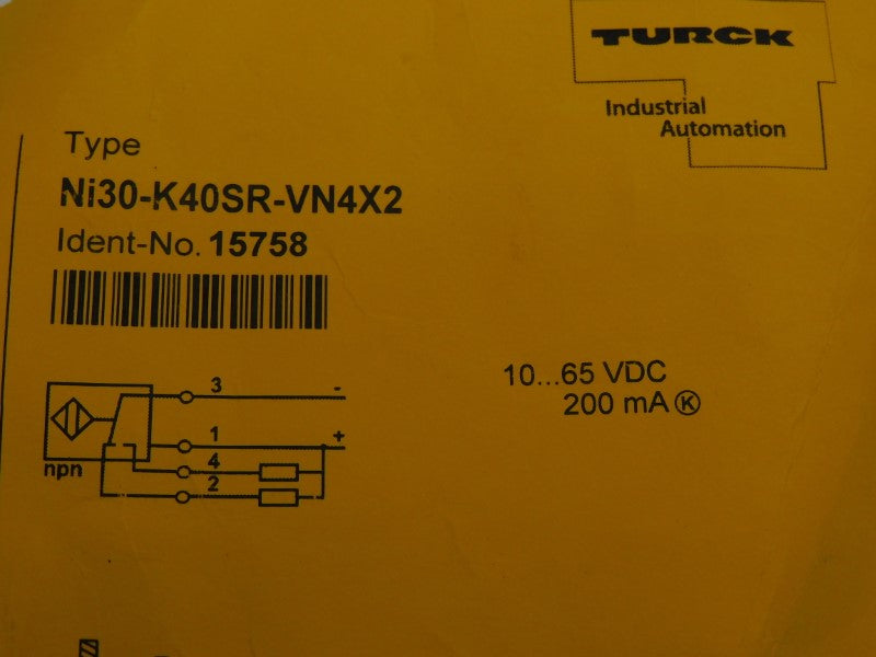 TURCK NI30-K40SR-VN4X2 15758 10-65VDC NSNP