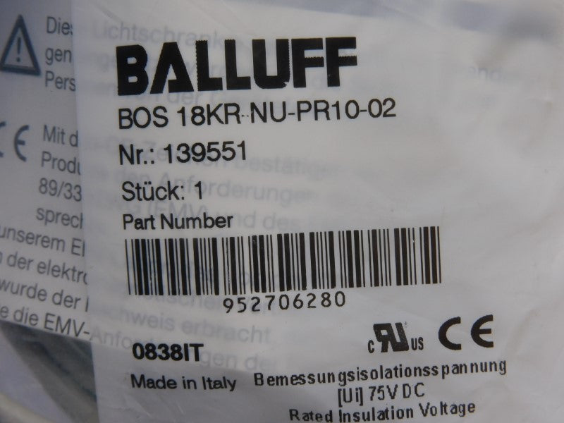 BALLUFF BOS18KR-NU-PR10-02 139551 75VDC NSMP