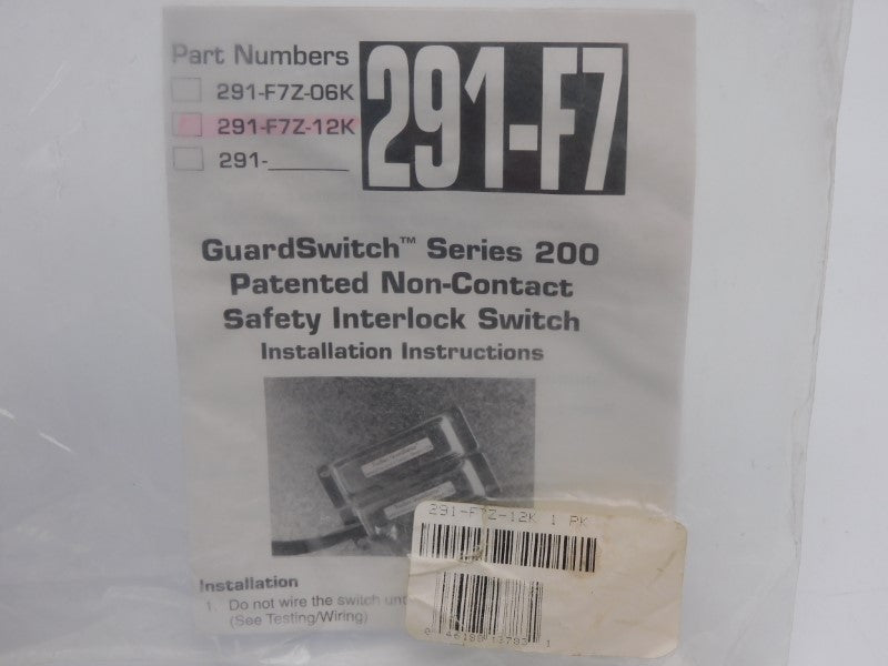GUARDSWITCH 291-F7Z-12K 100-130VAC 1.0A NSMP