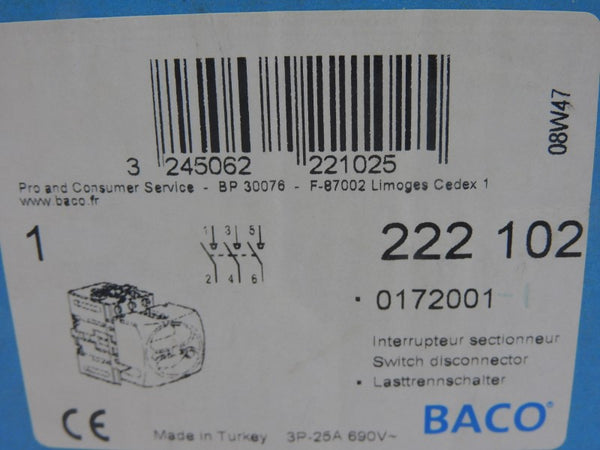BACO 222102 0172001 690VAC 25A NSMP