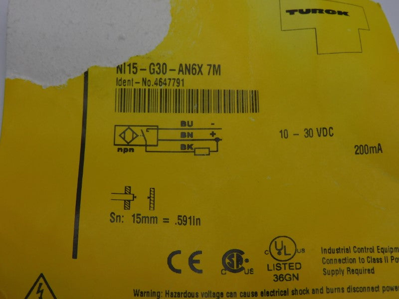 TURCK NI15-G30-AN6X 4647791 10-30VDC 7M NSNP