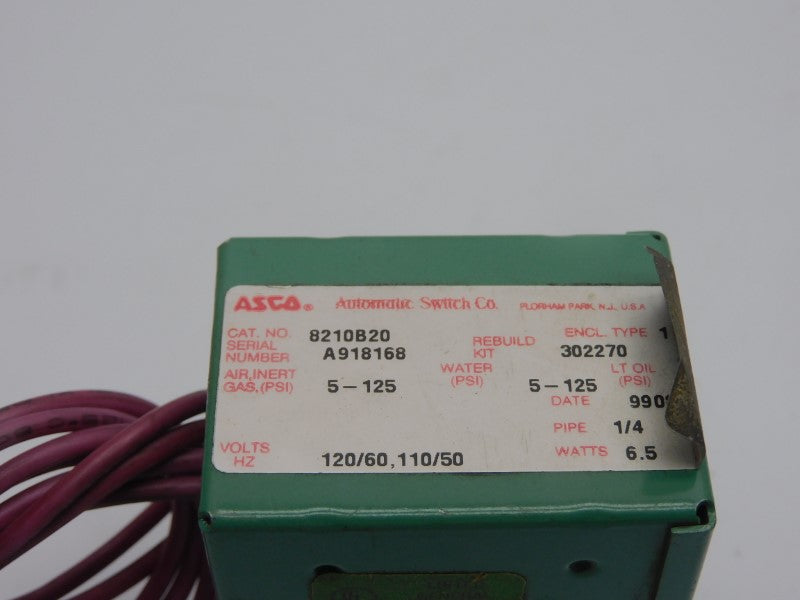 ASCO 8210B20 110/120V 5-125PSI 1/4" UNMP